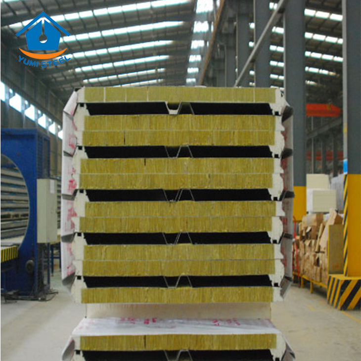 100mm 4 Ribs Fireproof Rockwool Sandwich Roofing Panel with PU Edge 